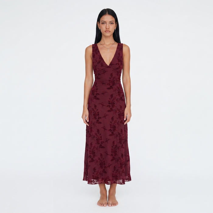 Cerbica – Long Sleeveless Dress With Flower Print